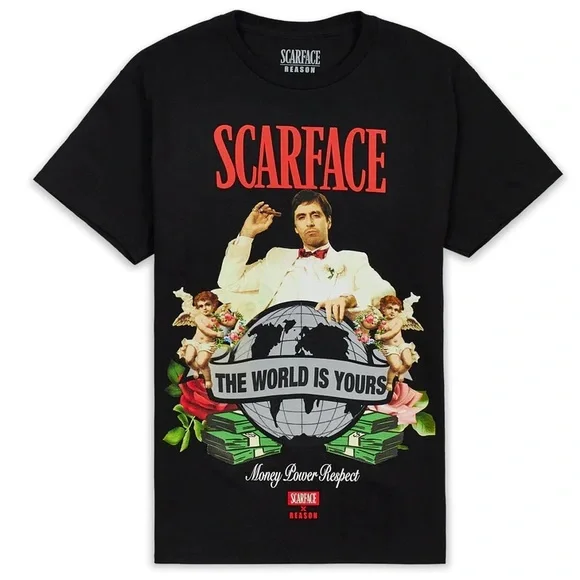 •The World Is Yours•Black Graphic Scarface & Reason Clothing T-Shirt Collab - Picture 1 of 1